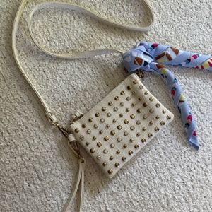 Leather & steel cross body bag